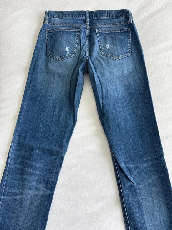 GAP Medium Dark Blue Distressed Straight-Leg Jeans 27 Long - Picture 9 of 9